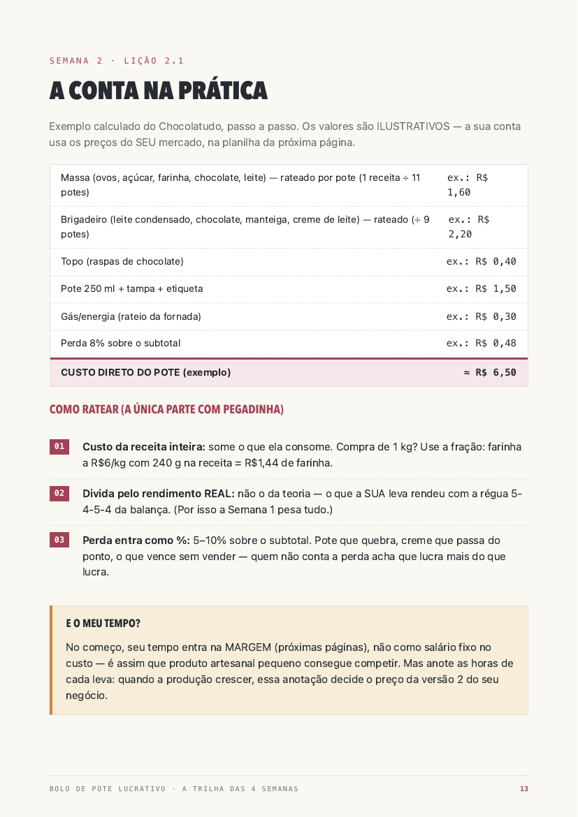 Página real: a conta do custo por pote na prática